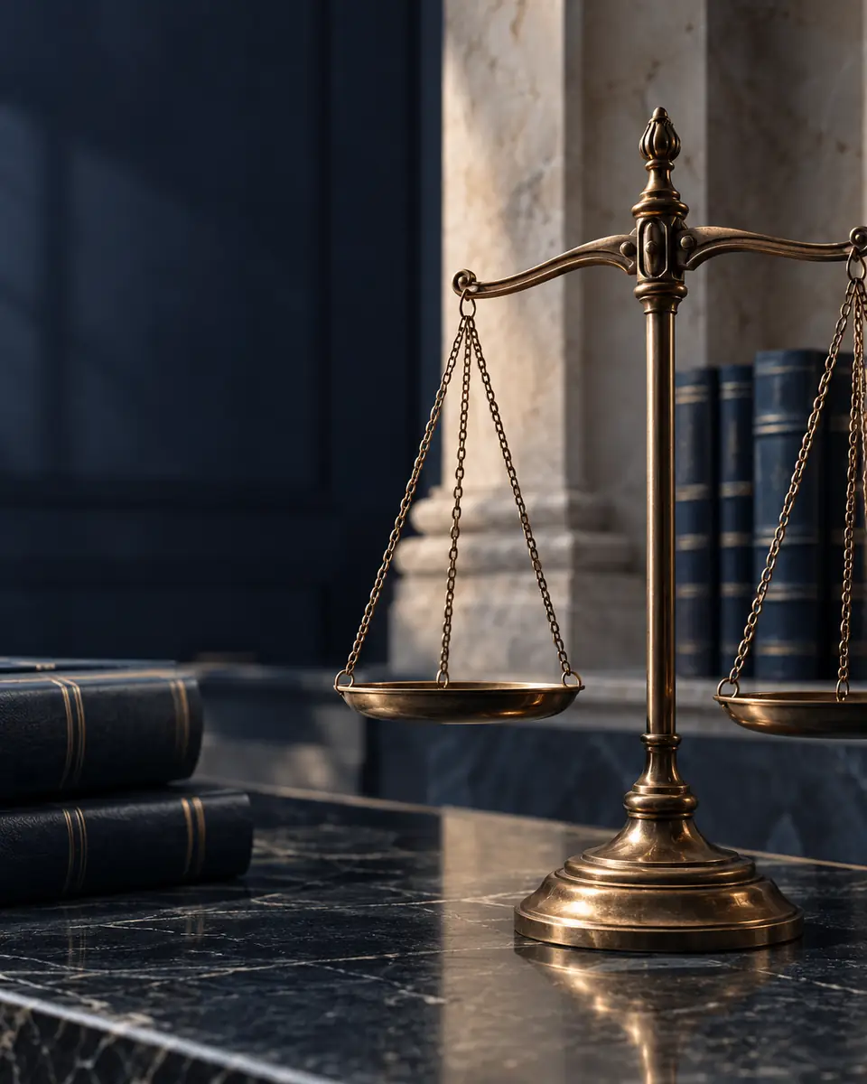 Balanza de la justicia y libros